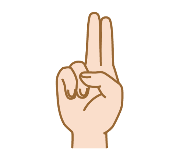 Sign language gesture to represent “U”
