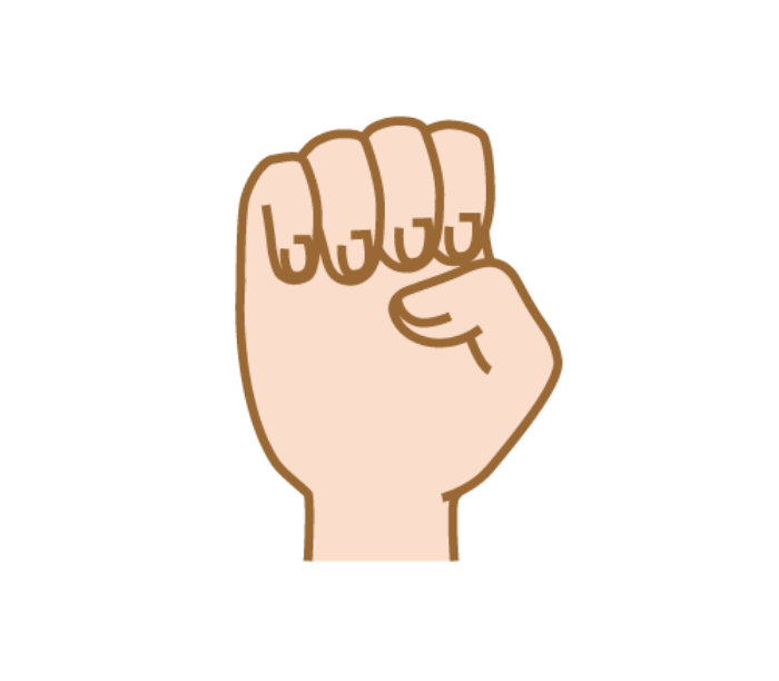 Sign language gesture to represent “E”