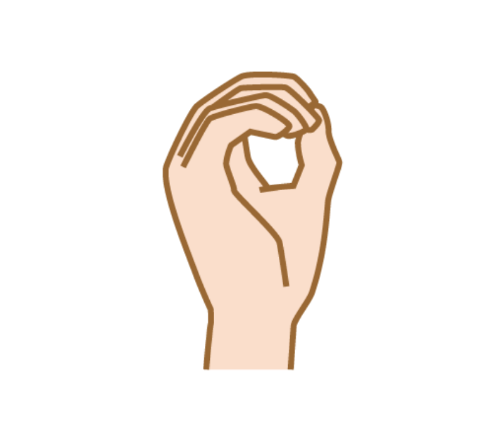 Sign language gesture to represent “O”