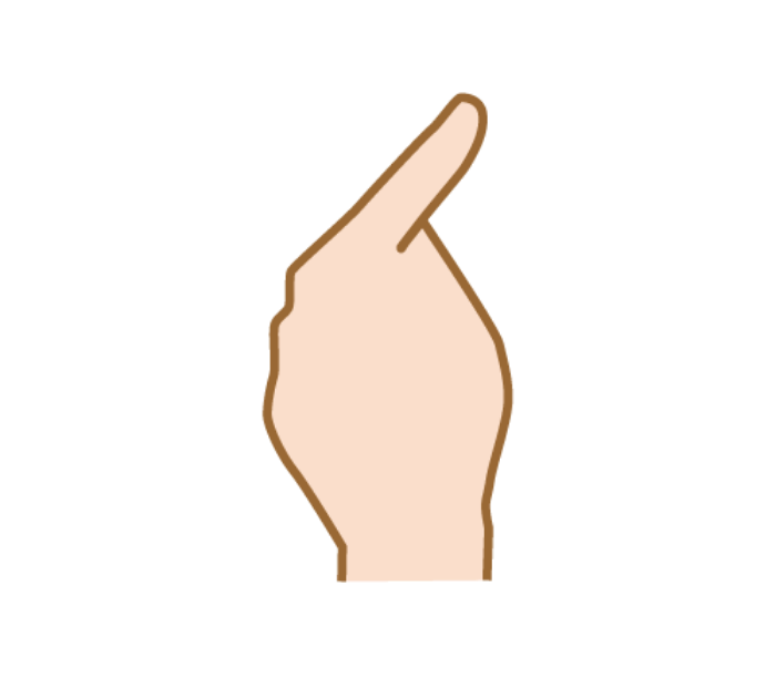 Sign language gesture to represent “Ka”