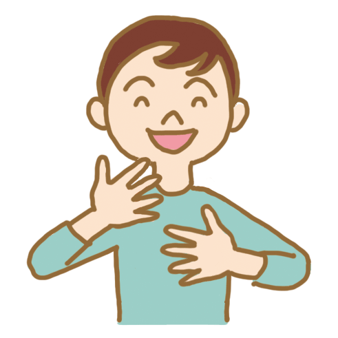 「うれしい（たのしい）」の日本の手話の形