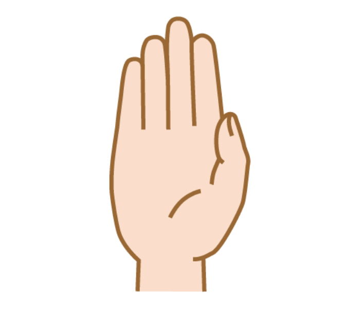 「て」の手話の形