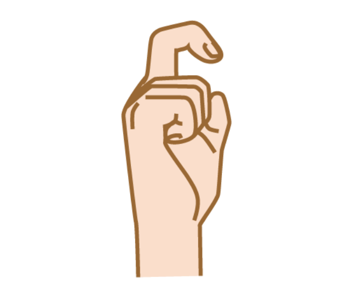 「ぬ」の手話の形