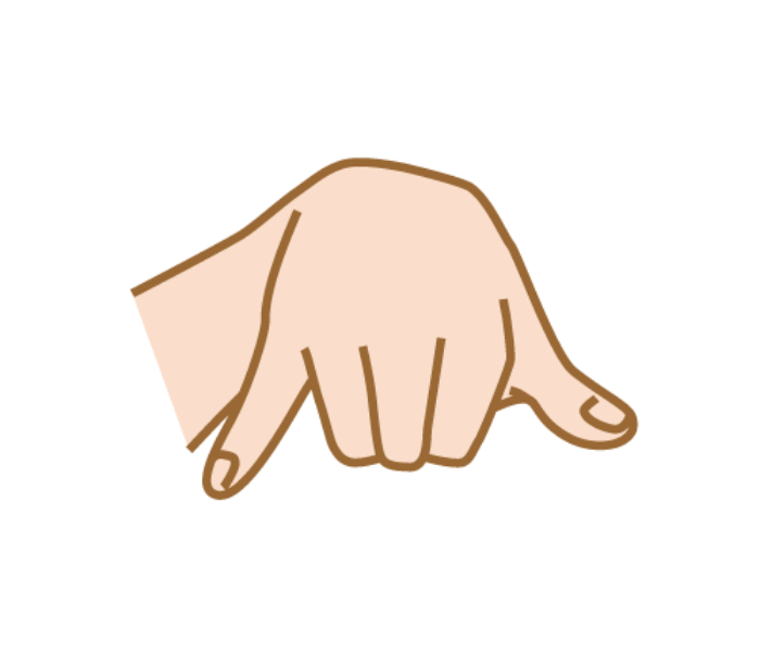 「へ」の手話の形