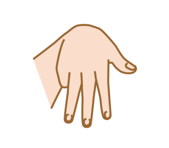 「ま」の手話の形