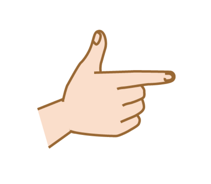 「む」の手話の形