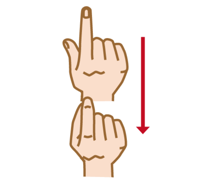 「も」の手話の形