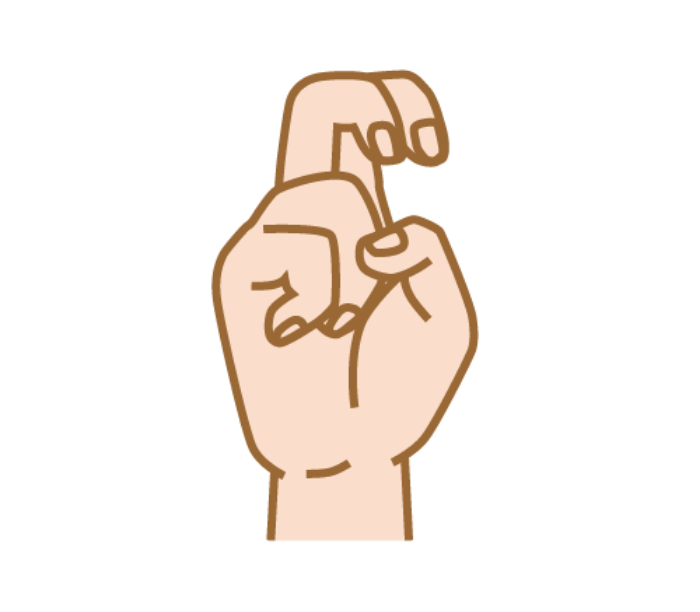 Sign language gesture to represent “Ro”