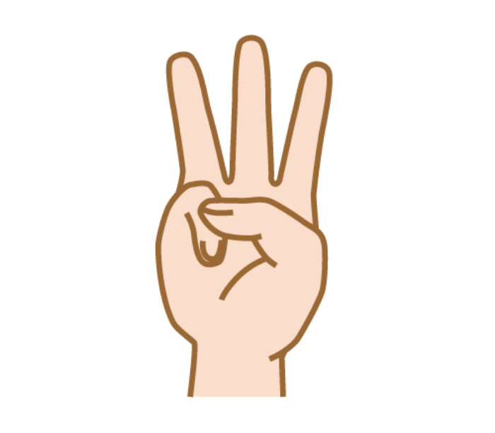「わ」の手話の形