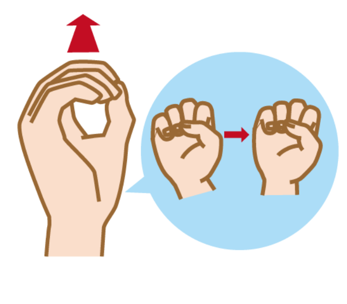 Sign language gesture to represent “Wo”