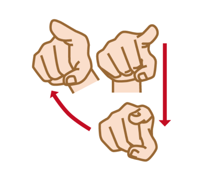 Sign language gesture to represent “N”