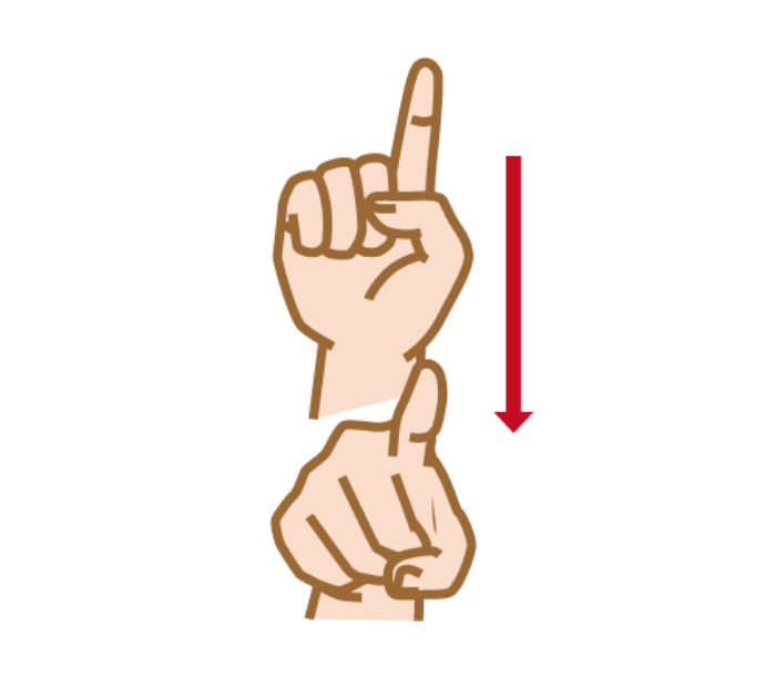 Sign language gesture to represent “Long vowels”