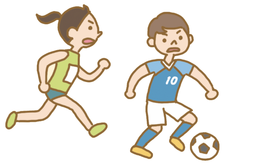 マラソン・サッカーをしている選手のイラスト