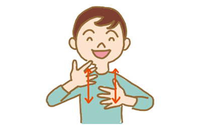 「うれしい（たのしい）」の日本の手話の形